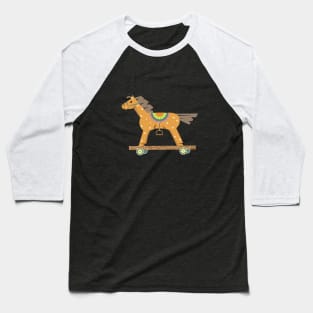 Wooden horses dark pattern Baseball T-Shirt